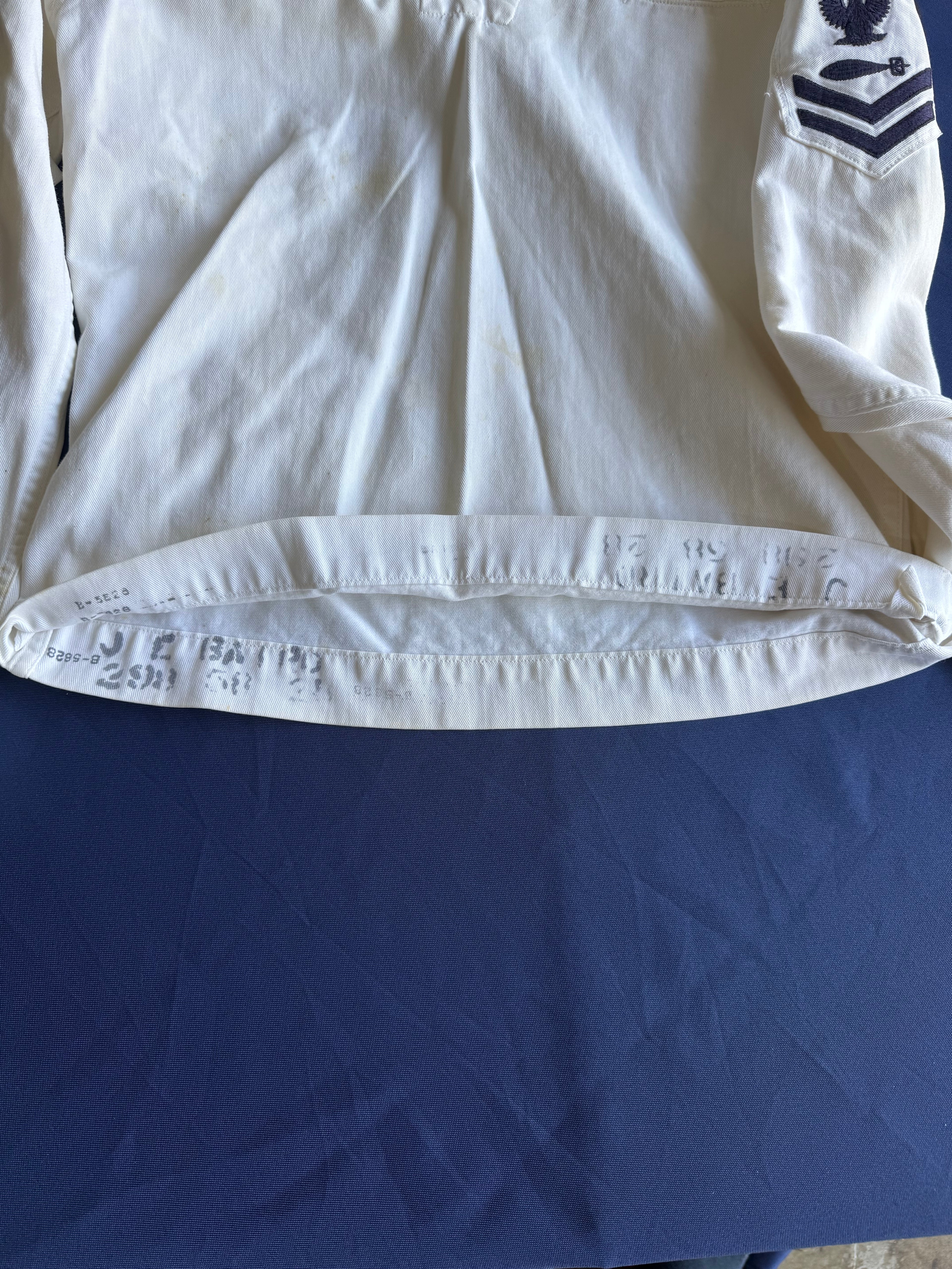 WWII U.S. Navy Torpedoman’s Mate White Jumper – Named J. E. Baird