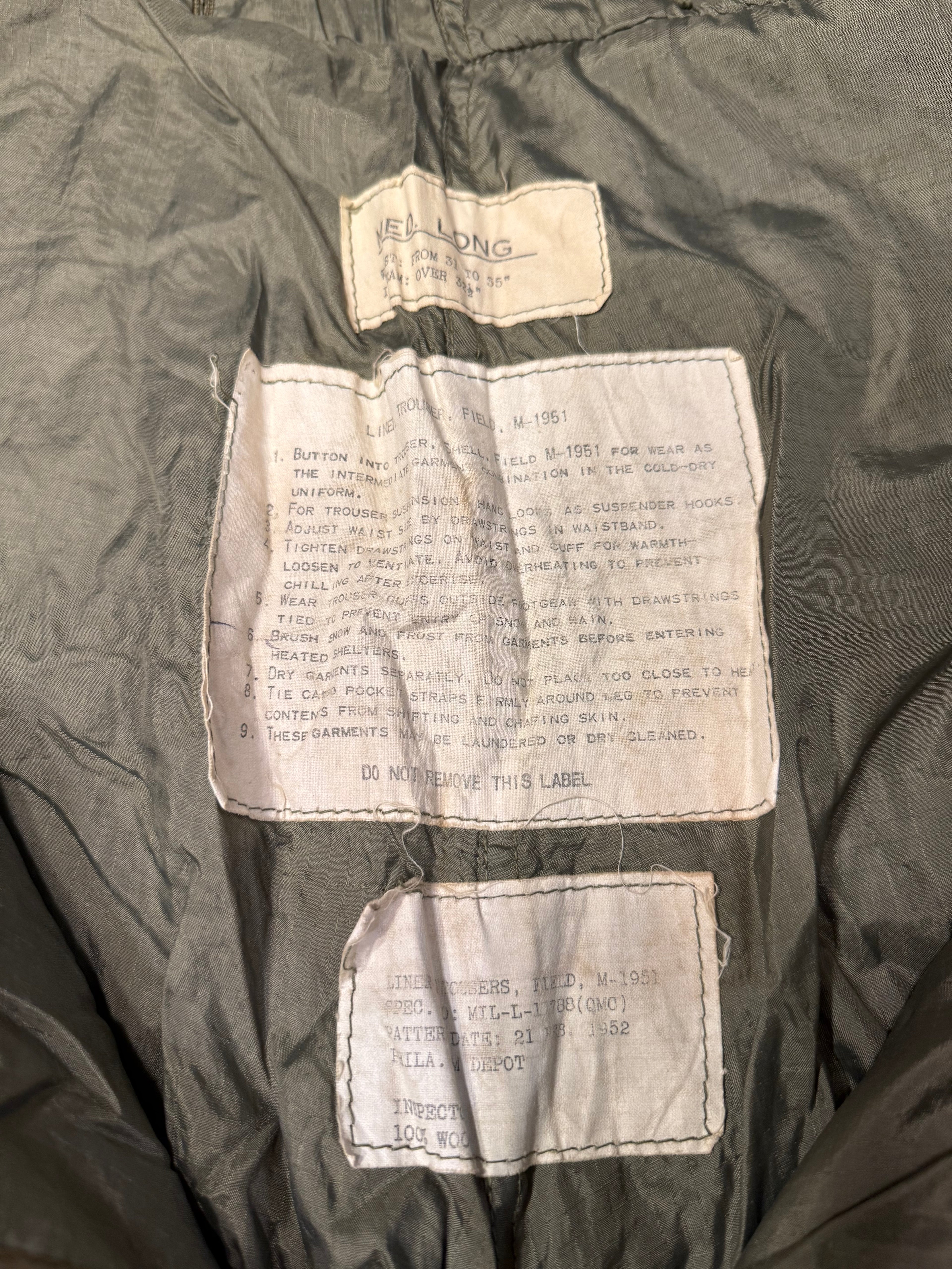 M1951 cold weather trouser liner