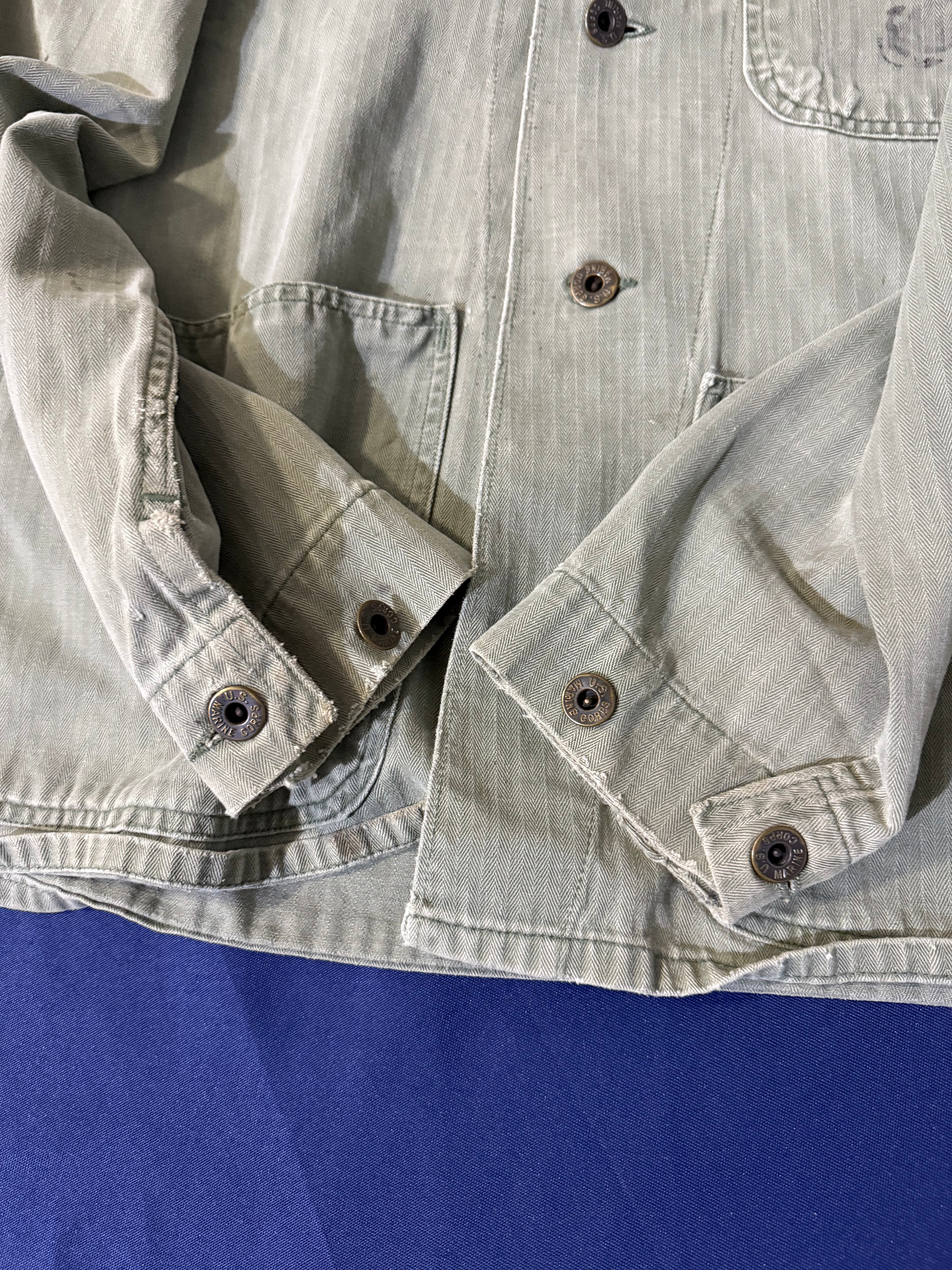 Original WWII U.S. Marine Corps P41 HBT Utility Jacket.
